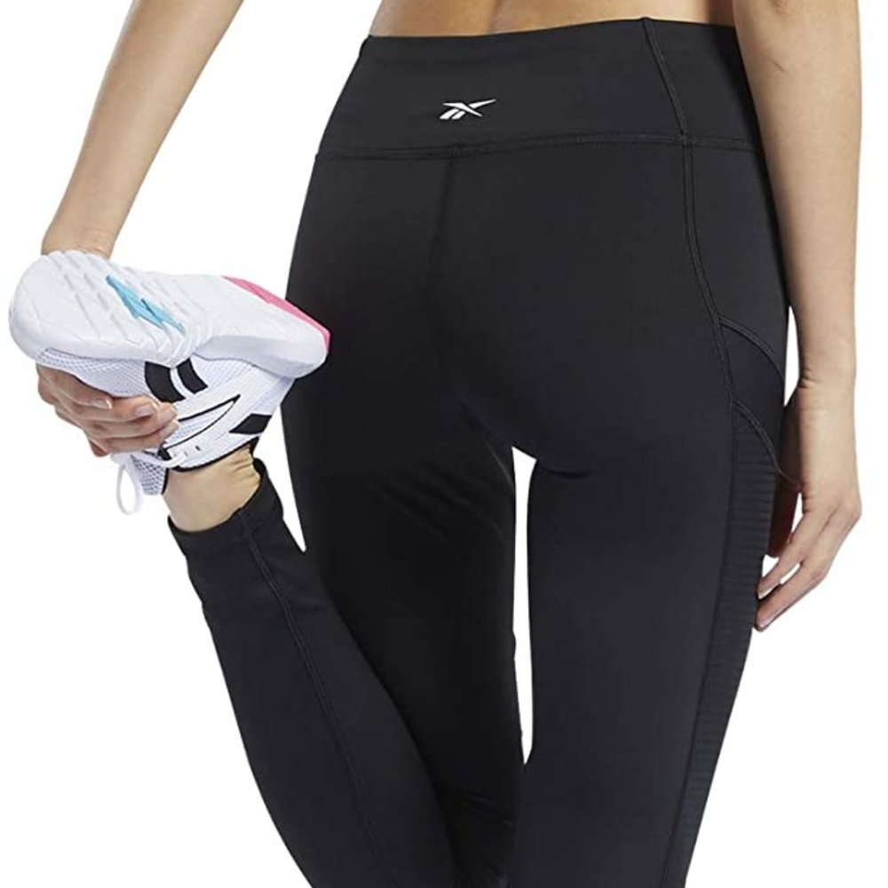 🆕Reebok Women's Workout Ready Mesh Tight, Black, High Rise, NWT, Authentic - Picture 3 of 13